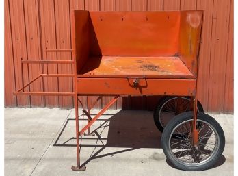 Orange Solid Metal Vending Cart With Locking Compartment