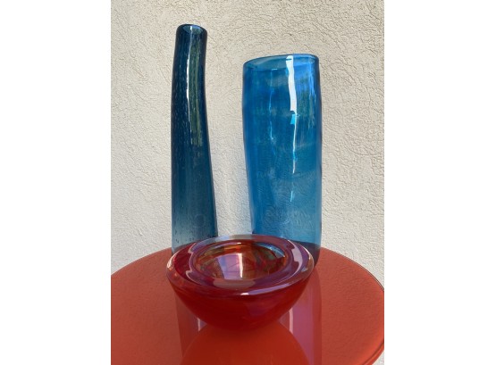 Collection Of 3 Pieces Of Glassware Including Italian Murano Style Bowl