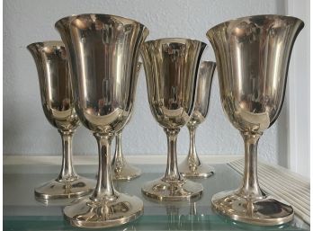 Set Of 6 Gorgeous Sterling Silver Water Goblets 6.5'Tall
