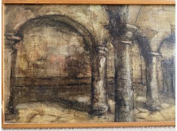 Original Oil Painting Of Cloisters By The Patio Gallery