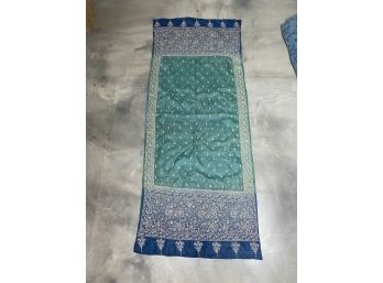 Vintage Blue Silk Gradient Dyed Sari With Fine Embroidery