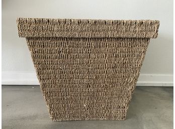 Tapered Wicker Storage Box With Lid