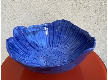 Large Sculptural Blue Ceramic Bowl By Carole Standridge