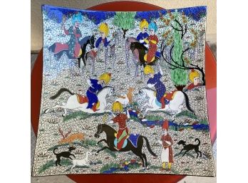 Hand Painted Ceramic Plate Featuring Ottoman Hunting Scene By Ekrem Tokyo