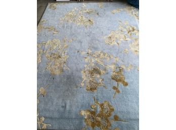 10' X 8' Emma Gardner Design 'Spray' Tibetan Wool & Silk Area Rug With High Sheen Gold Cherry Blossom Motif