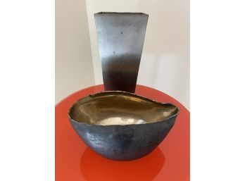 Tall Wingard Vase With Freeform Sculpted Oblong Bowl