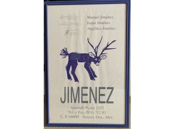 Signed Jiménez Framed Poster From Oaxaca, Mexico Signed By Alebrijes Creator Manuel Jimenez Ramirez
