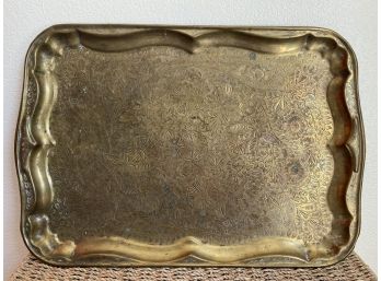 Brass Etched Vanity Tray Made In India & Signed