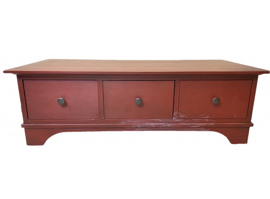 Red Wood 3 Drawer Coffee Table
