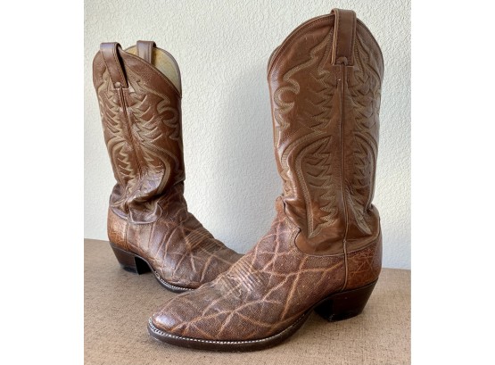 Justin Brown Leather Cowboy Boots- Men's Size 8.5D