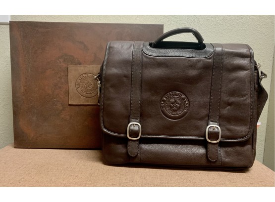 NEW! State Of Texas Leather Laptop Bag/Briefcase With Storage Box