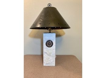 The State Of Texas Limestone Lamp With Tin Lamp Shade