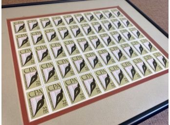 CPA Certified Public Accountant Unused Page Of USPS Stamps- Framed