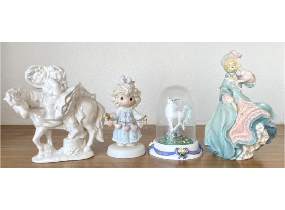 Collection Of Figurines Including Precious Moments, A Franklyn Mint Ltd Edition Unicorn, And Porcelain Horse