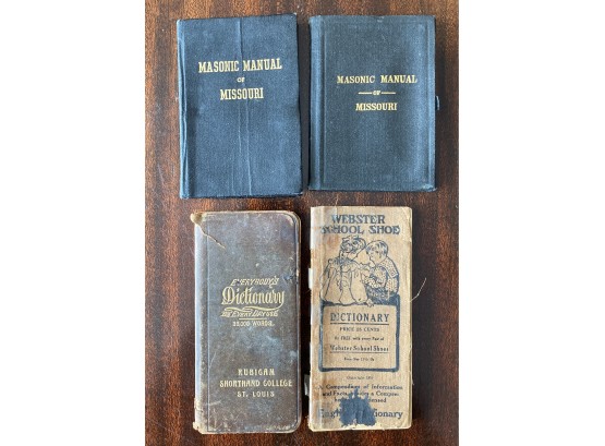 (4) Antique Books Including Masonic Manuals And 2 Dictionaries