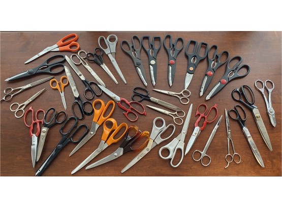 Large Lot Of Assorted Scissors, Western, Germany, Wiss Flower Scissors And More