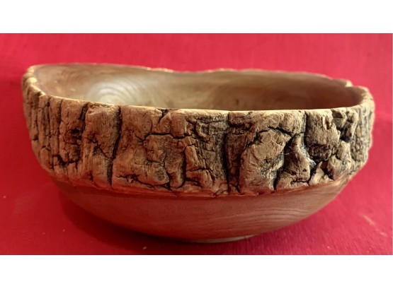 Hand Carved Vintage Signed Wood Bowl