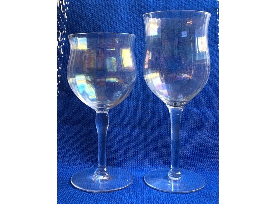 (8) Assorted Sized Iridescent Glass Goblets