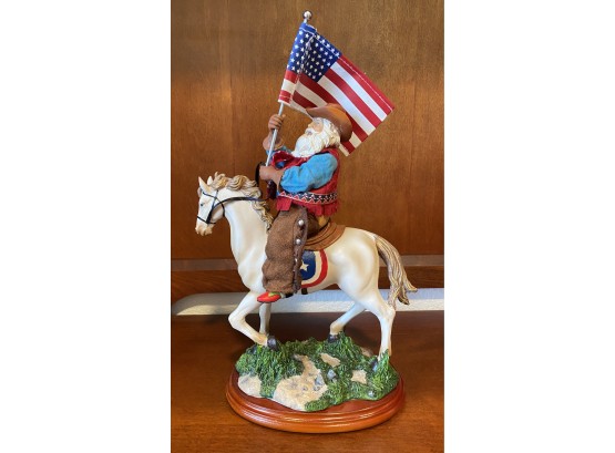Resin Patriotic Cowboy Sculpture
