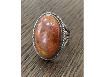 Carnelian And Sterling Silver Ring Size 7