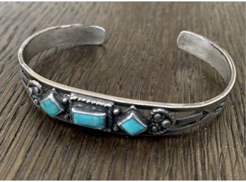 Fred Harvey Sterling Silver And Turquoise Cuff