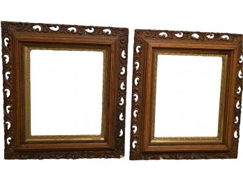 Grouping Of Two Carved Antique Wooden Frames -Great For A Shadowbox Project!