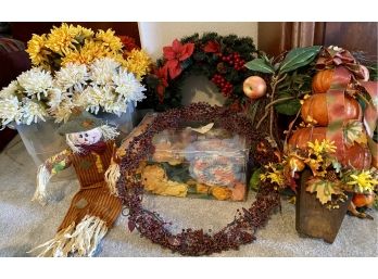 Very Large Lot Of Fall And Winter Decor
