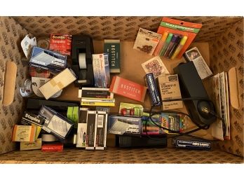 Box Of Miscellaneous Office Supplies