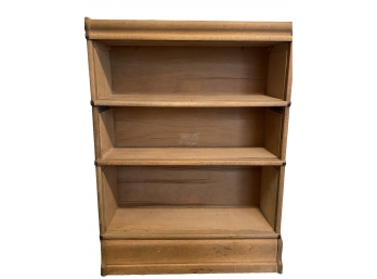 Antique Three Shelf Oak Stacking Storage Bookshelf With Iron Joint Detailing