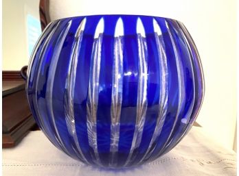 Blue Cut To Clear Crystal Vanity Bowl