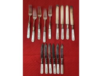 Sterling Handled Universal LF&C & American Cutlery Co Mother Of Pearl Silverware