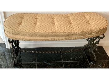 Wrought Decorative Vintage Base Bench With Recovered Seat Cushion
