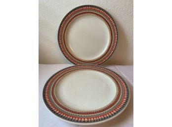 Two Mikasa Large Serving Plates With Decorative Rim