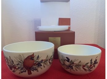 Lenox Winter Greetings Two Stackable Bowls With Covered Top NIB