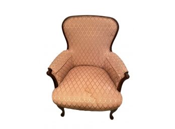 Pink Satin Diamond Pattern Upholstered Chair- Needs Cleaned