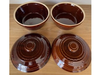 (2) Marcrest Ovenproof Stoneware Lidded Casserole Bowls
