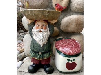 Gnome Bird Bath And An Apple Cookie Jar