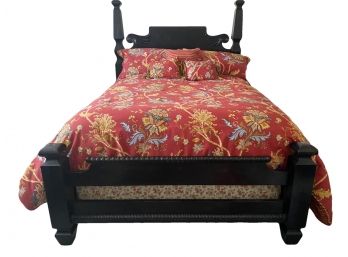 HUGE VALUE! Queen Sized Itialianate Bed Frame With Like New Mattress & Rose Court Made In USA Comforter