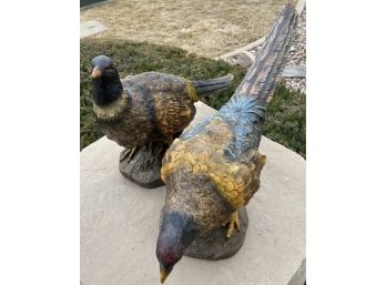 Two Large Resin Pheasants