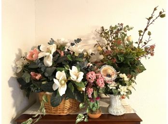 Grouping Of Silk Decorative Floral Arrangements