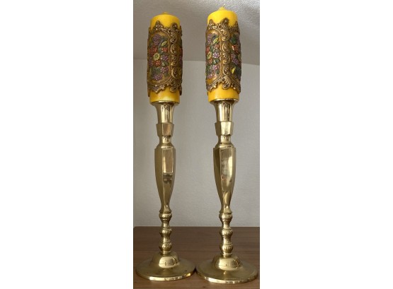 (2) Heavy Brass Candle Holders
