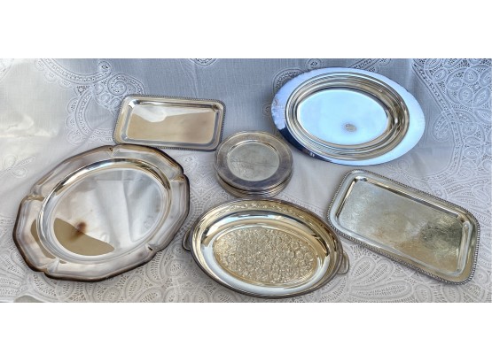 16 Lot Silver Plate Serving Pieces And Side Plates Halls, Towle, & International Silver