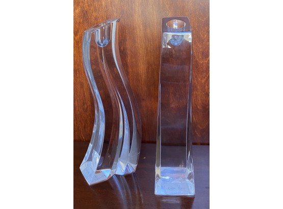 Lennox Ovations Signed Modern Glass Prism Candle Holders