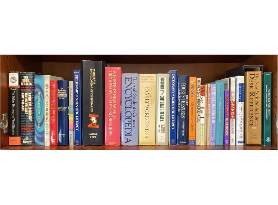 Shelf Of Books Including The Oxford Dictionary Of World Histories, 750 Verbs Spanish And Their Used