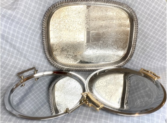 3 Trays Including One Towle Silverplate Tray