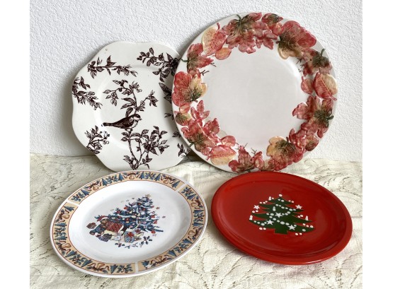 (4) Assorted Holiday Plates Including Germany Christmas Plate And Toil Bird Plate.