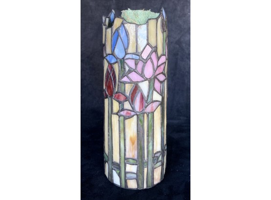 Stained Glass Vase (With Styrofoam Insert For Faux Flowers)