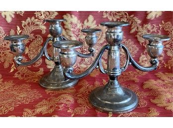 2 Sterling Silver 3 Hole Candleholders