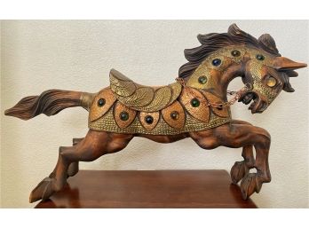 Majestic Ornate Vintage Large Wooden Horse