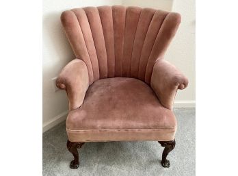 Upholstered Mauve Rose Round Back Chair